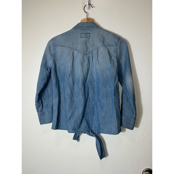 Current/Elliott Womens Tie Front Chambray Shirt Size 0 Western - Picture 4 of 7